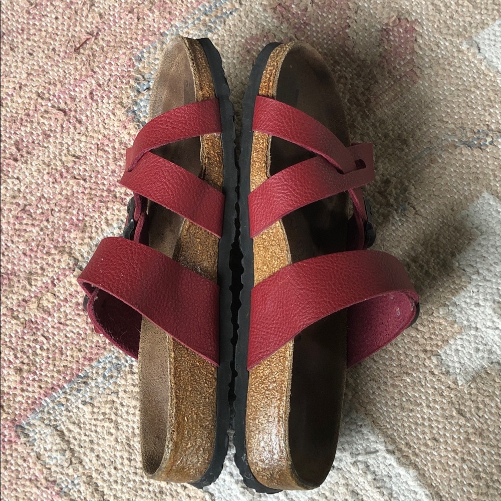 Birki’s by Birkenstock Burgundy Strap Sandals size W 8, M 6 - Picture 2 of 8